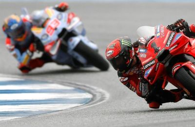 Italian MotoGP rider Francesco Bagnaia of Ducati Lenovo Team in action during the MotGP race of the Motorcycling Grand Prix of Thailand at Chang International Circuit, Buriram province, Thailand, 27 October 2024. (Motociclismo, Ciclismo, Francia, 01271024